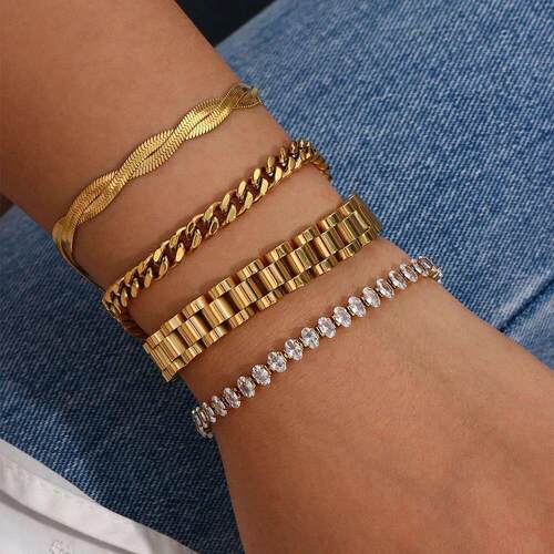 Miniamlist Men Bracelet Gold Jewelry Street Style Stainless