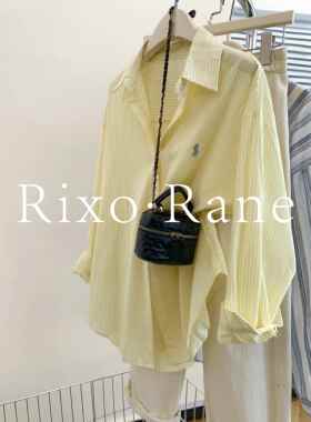 法国Rixo Rane 重磅推荐⭐黄色正肩条纹防晒衬衫女法式上衣外套潮