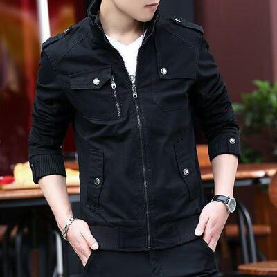W 85469 Trendy Stand Collar Thickened Denim Jacket 潮流立领