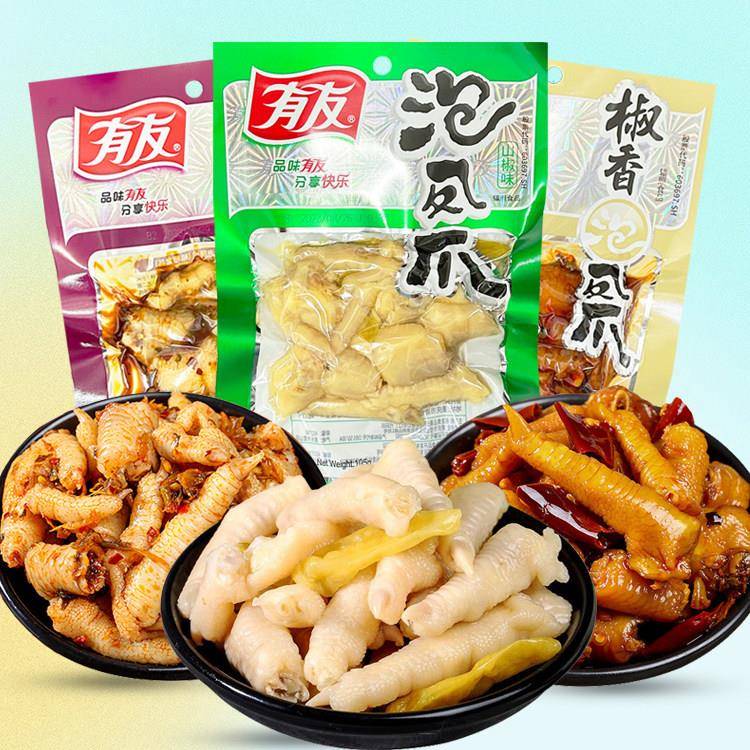 有友泡凤爪山椒酸菜椒香酸辣香卤105g网红休闲追剧解馋零食重庆特