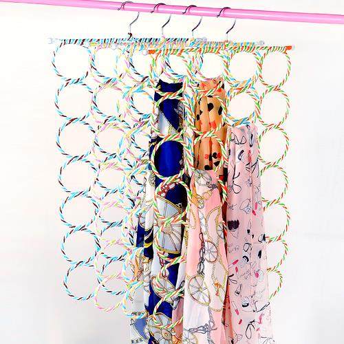 挂围巾架子圈圈衣架彩色藤编可折叠28环丝巾架腰带收纳围巾挂,收纳整理,服饰配件架,淘宝优惠券,粉丝福利购,淘宝优惠卷