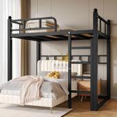 小户型高架床单上层下空成人铁艺阁楼高低简约半高架 包邮 新疆