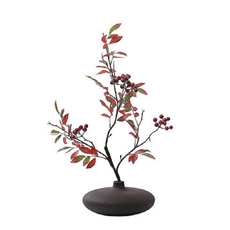 现代新中式禅意插花瓷器黑色花瓶工艺玄关柜角几装饰品样板间摆件