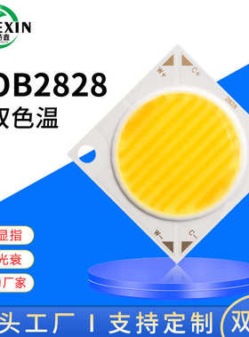 厂家直销COB2825双色温灯珠130W大功率正白冷白双色集成光源2828