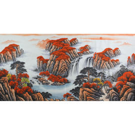 大八尺鸿运当头纯手绘山水，秋景风水画宣纸客厅书房玄关装饰画挂画