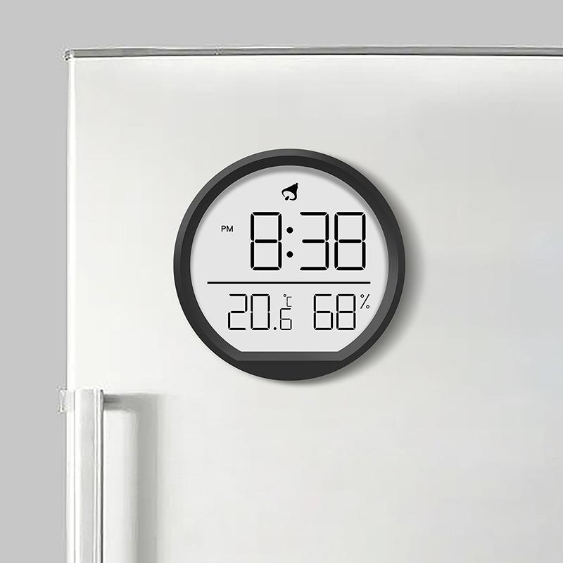 纤薄温湿度计时钟室内家用电子闹钟厨房数显闹钟壁挂式室温表2303