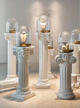 欧式白色罗马柱摆件底座石膏大花盆婚庆庭院花园装饰花架阳台路引