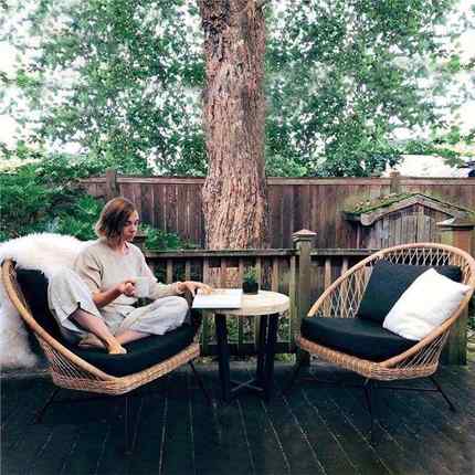 户外藤椅茶几室外阳台小沙发躺椅露台庭院家用藤编桌椅套装藤艺