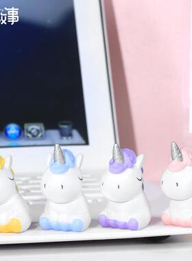可爱独角兽迷你小摆件微景观树脂工艺品桌面装饰汽车内饰创意礼物