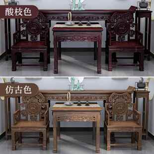 堂六件套条供桌25497中式仿案古金花中梨木实八木堂前仙桌农村堂