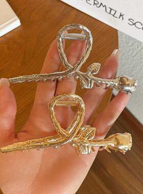 Elegant and Elegant Large Metal Rose Clip Ponytail Hairpin B