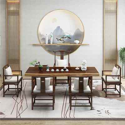 新中式家新 桌中式实木茶椅客厅书房会意客泡茶台 禅办公室茶楼商