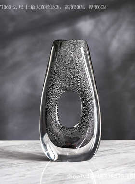 银箔器设计师创意异形摆件琉璃灰色花瓶花瓶水晶北欧玻璃琉璃客厅