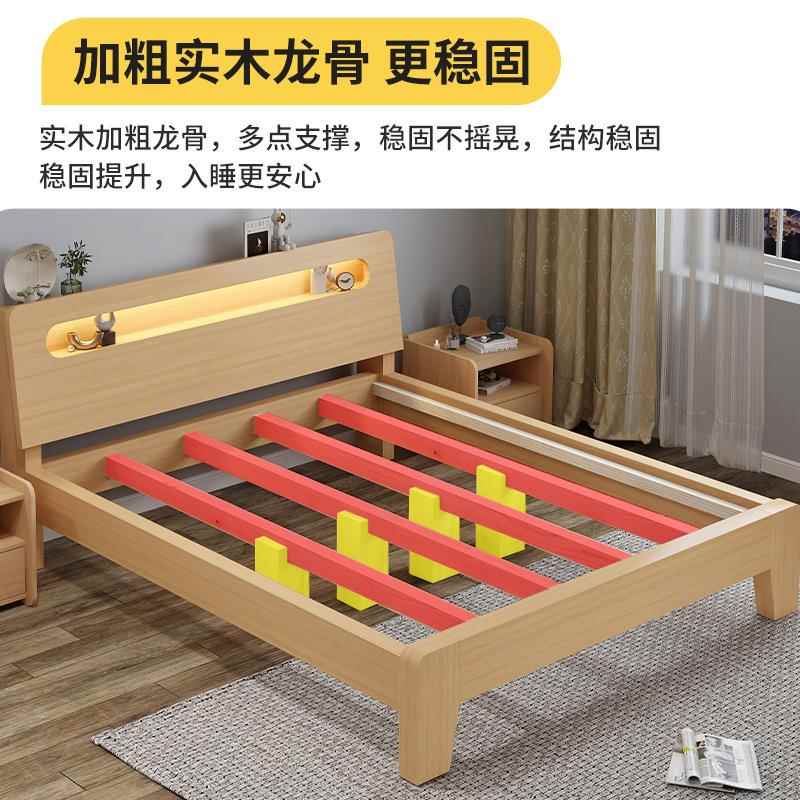实1木床单双D木床人床1.8m代简约工厂直销简易.2m出租屋1米现5储