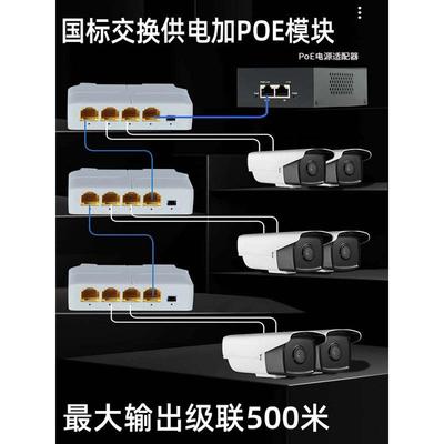 国标poe延长器一分二中继监控48v级联宝串联三口防水标准受电交换