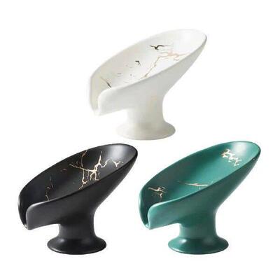 Luxury Leaf Shape Soap Dish Storage Plate Tray Shower