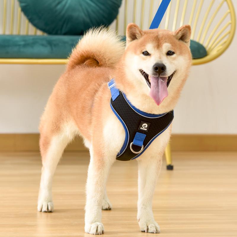 柴犬牵引绳狗狗背心式中小型犬秋田柯基遛狗绳可调节胸背带狗链子