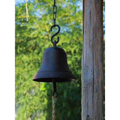 打铃铁钟门铃风铃铸铁手摇钟学校铃铛花园庭院壁挂手敲钟装饰摆件