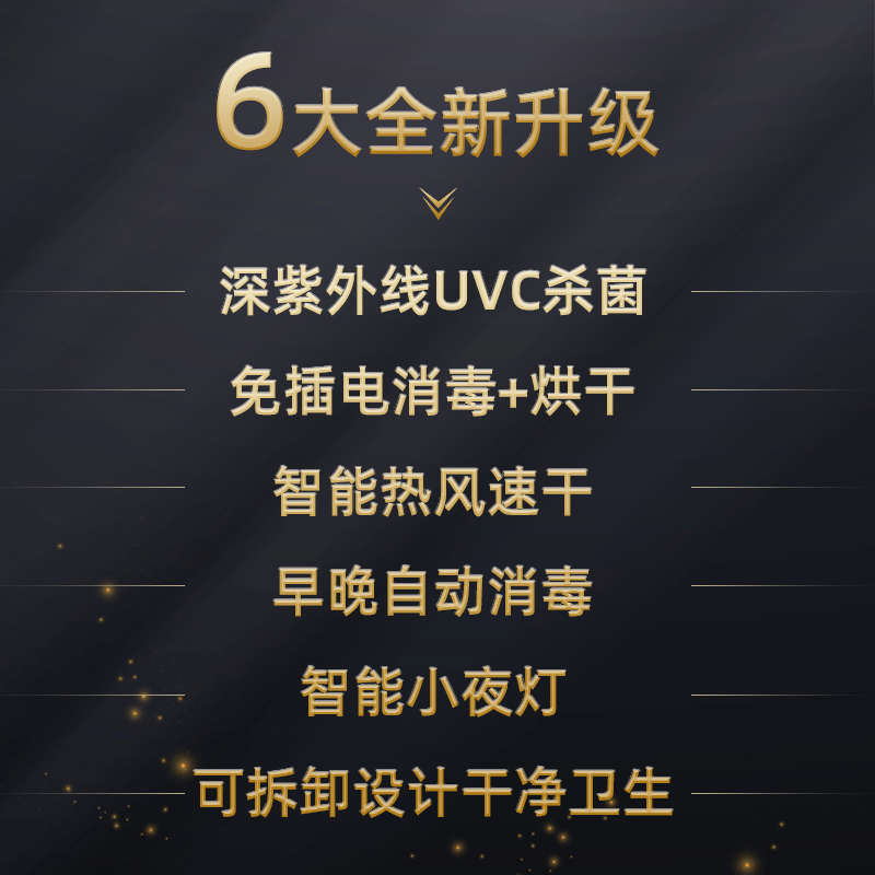 HUIYE电动牙刷消毒器杀菌烘干卫生间壁挂式免打孔一家四口牙杯架