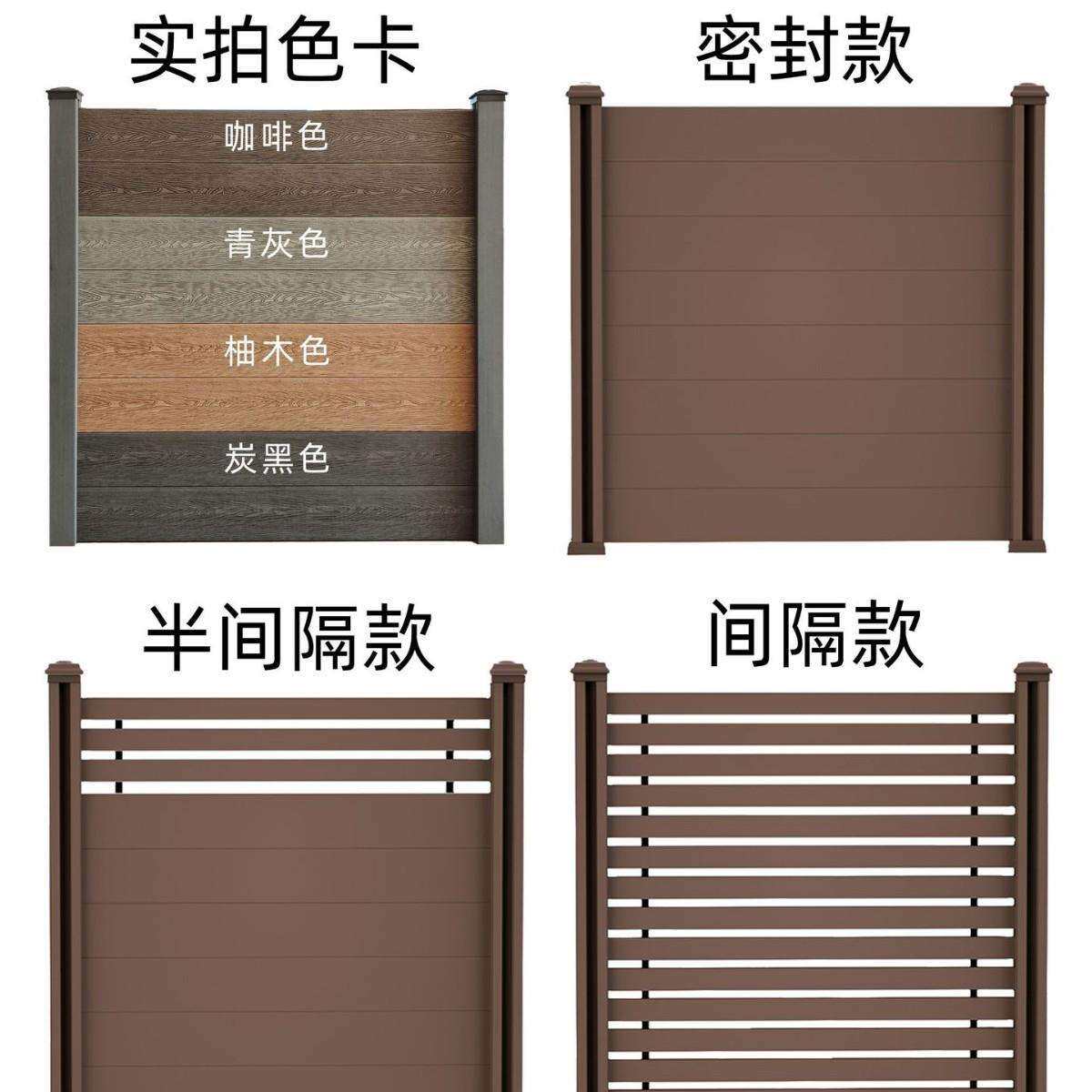 厂家供应压花塑木围栏防水防腐庭院栅栏WPC木塑院墙护栏地板户外