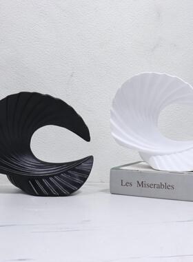 北欧海浪几何现代简约工艺品树脂电视柜样板房展示柜摆件软装饰品