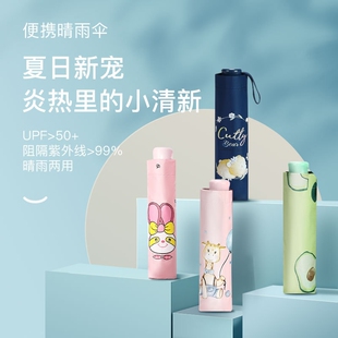 厂家晴雨伞手太阳伞折叠卡通防晒遮阳耐用开水雨果黑胶伞两用批发