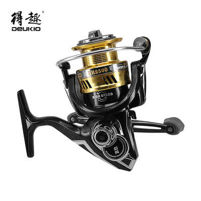 得趣鱼轮路亚轮纺车轮双摇臂渔线轮金属浅线杯微物轮鱿鱼渔轮批发