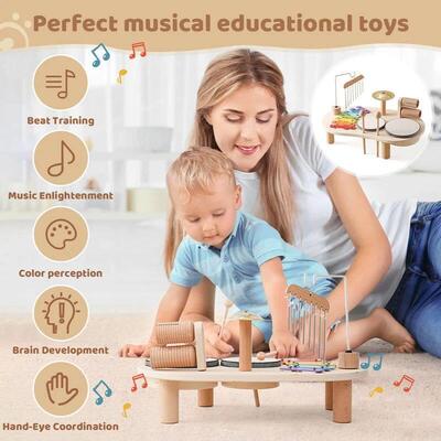 Baby Wooden Musical Instruments Toys Multifunctional Percuss