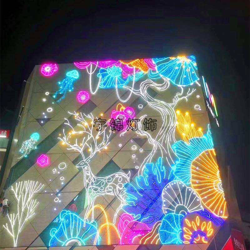 LED灯饰画设计制作墙体灯光造型酒店商场亮化节日幕墙灯画