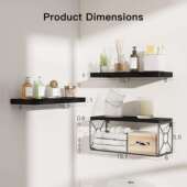 亚马逊墙上置物架卫生间浴室厨房收纳架铁艺支架隔板带纸巾收纳筐