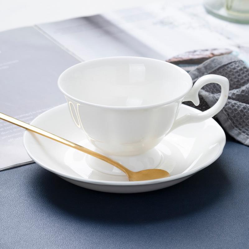 景德镇英式陶瓷咖啡杯壶套装纯白创意骨瓷咖啡杯碟7件套 送勺子