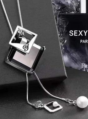 韩版水晶圆形毛衣长款时尚项链