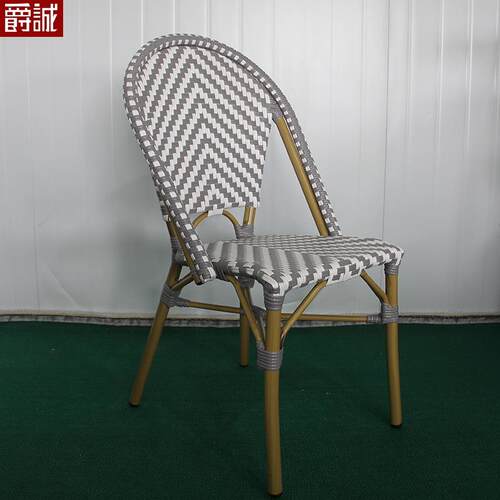 户外餐椅庭院单椅休闲露天藤编花园藤椅咖啡奶茶店室外阳台靠背椅