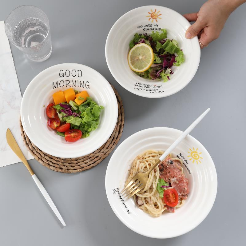 日式陶瓷碗拉面碗创意餐具家用泡面碗沙拉碗斗笠碗喇叭碗大号汤碗