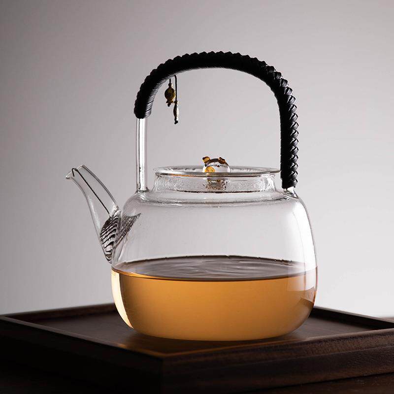 全玻璃一体烧水壶可明火加热 提梁壶玻璃煮茶壶单壶电陶炉专用壶