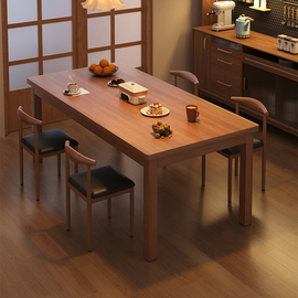 实木餐桌小户型家用吃饭桌子客厅现代简约北欧长方形大板桌椅组合