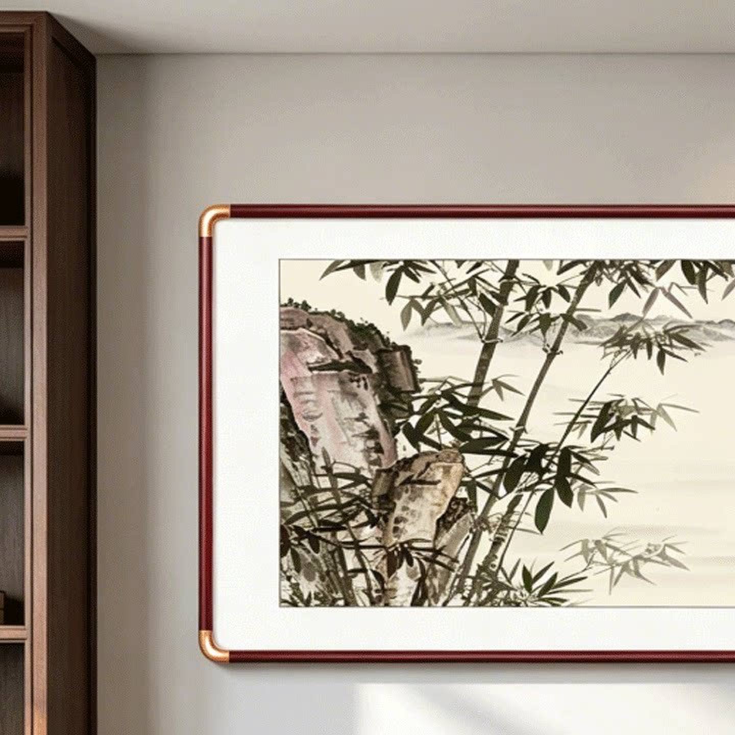 竹报平安挂画山水竹子壁画竹林装饰新中式客厅沙发背景墙茶室字画