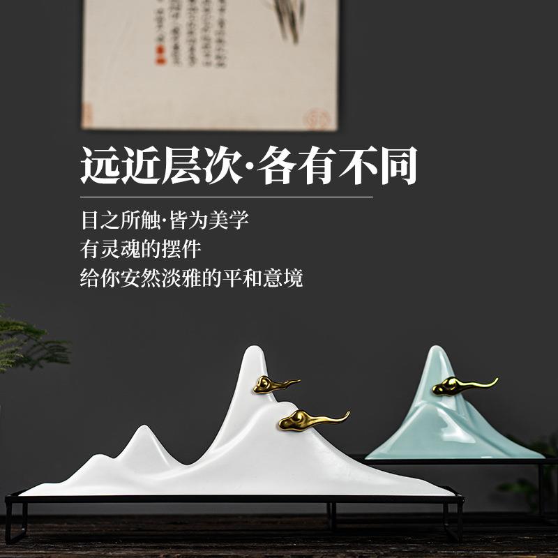 新中式假山摆件禅意样板房客厅居家装饰品玄关电视柜创意现代软装