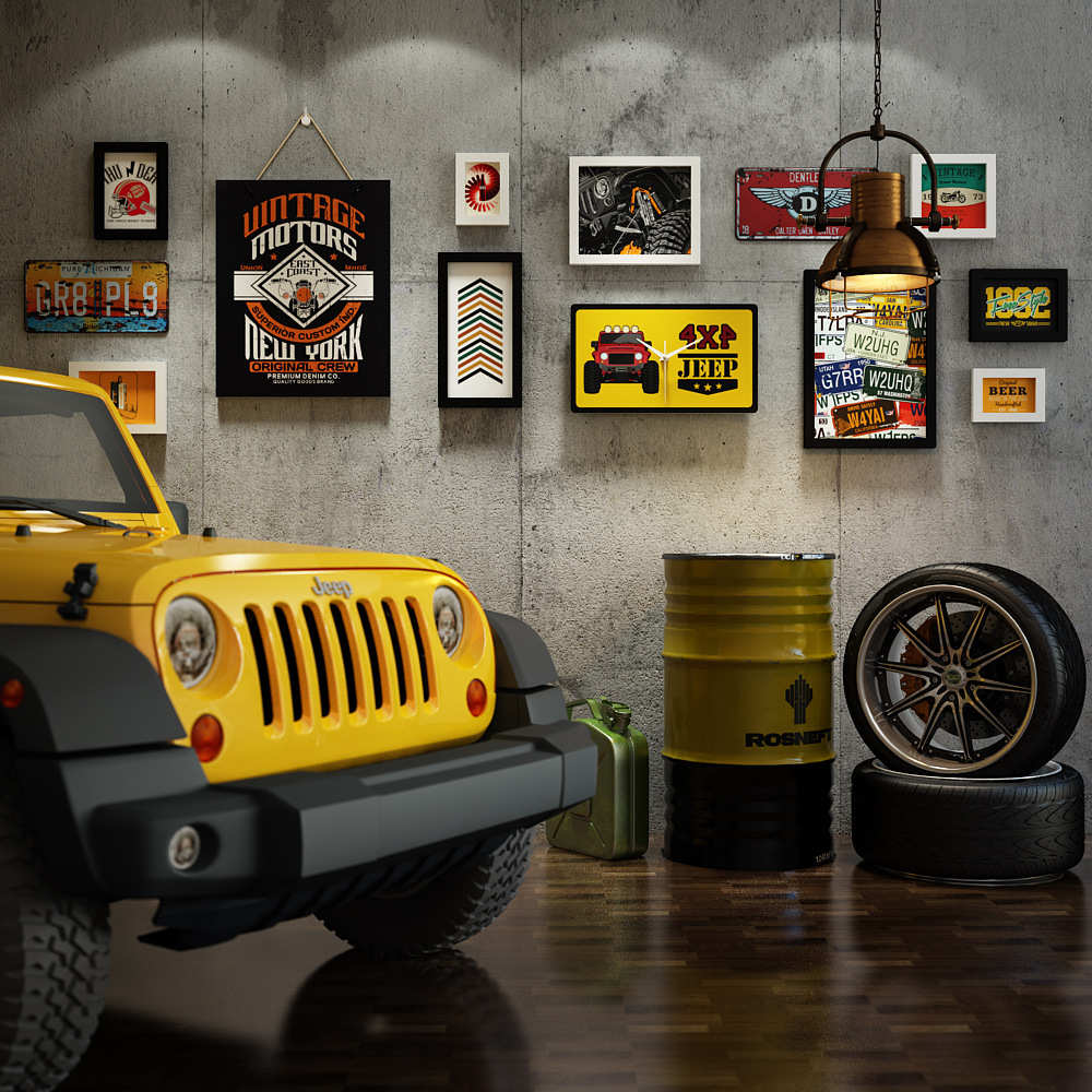 高分子_4193工业风个性相框组合相框赛车挂墙画装饰画框架真钟表