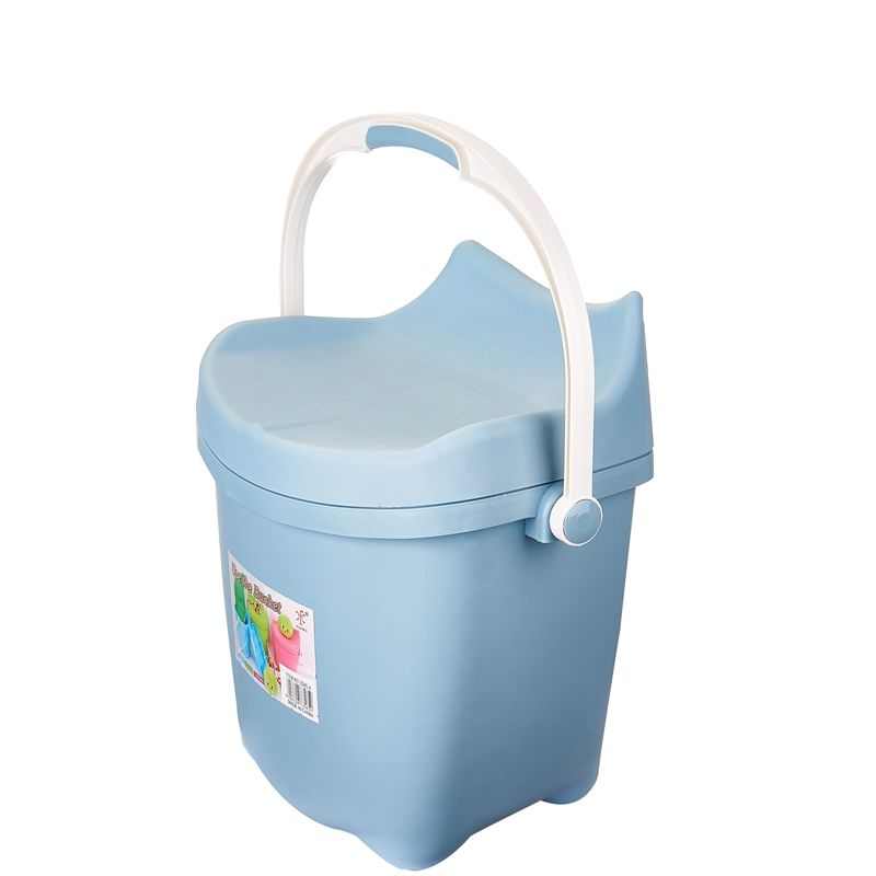 高身塑料桶洗澡水桶凳加厚可坐幼儿园家用浴室手提零食收纳桶带盖