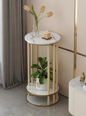 意客式轻奢岩纹实木花架厅落地式盆阳台置物架多肉板花IAK托架植