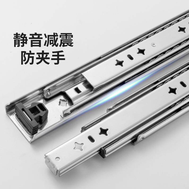 重型滑轨53宽拉篮导轨双弹簧阻尼房车工业楼梯缓冲抽屉轨道