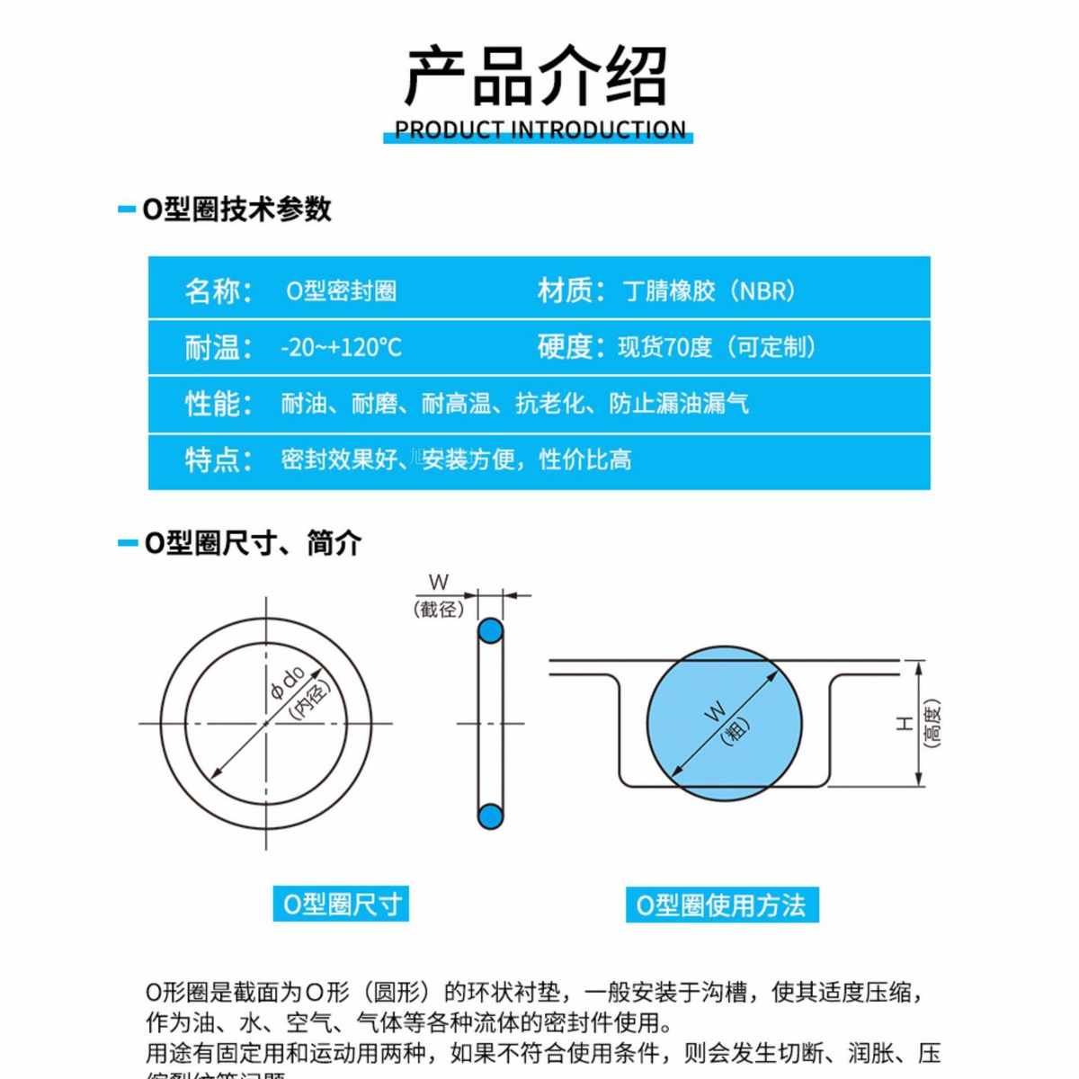 进口汽车挖掘机装载机推土机O型圈密封圈220/225/230/235/237*3.5