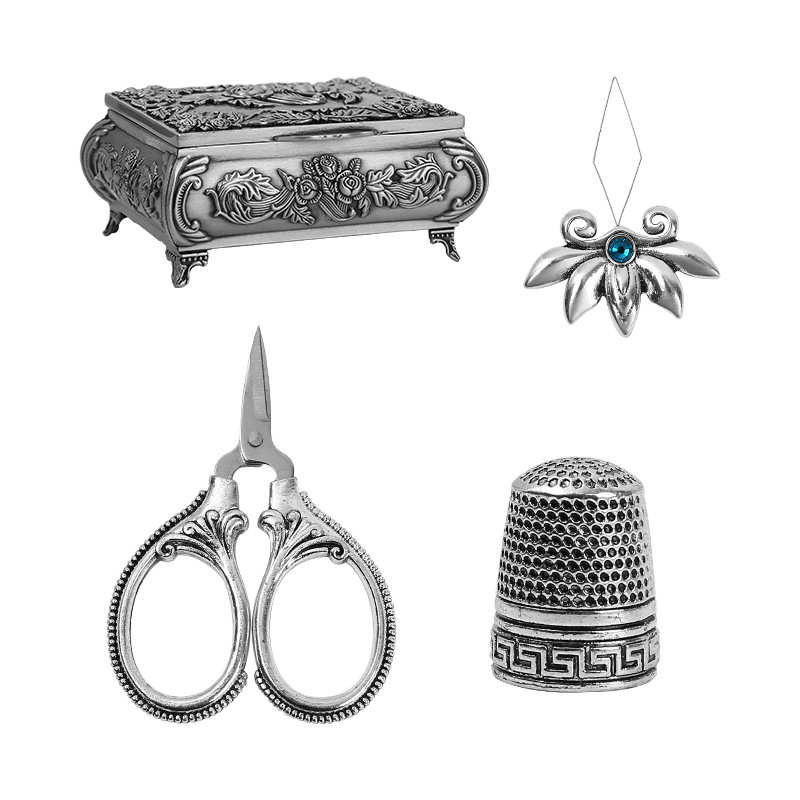 创意古典精美针线收纳盒高档婚嫁针线盒剪刀针线全套收纳盒针线包