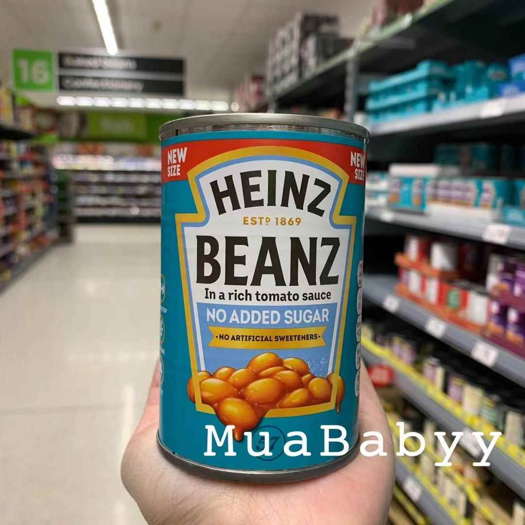 现货 英国HEINZ BEANZ亨氏无糖茄汁焗豆罐头无麸质无添加415g