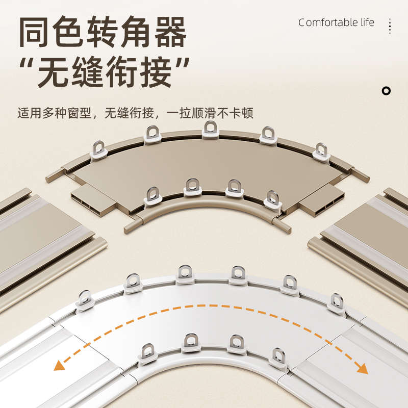 静音窗帘轨道双轨滑轨双排滑道窗帘杆窗帘盒一体式铝合金滑轮