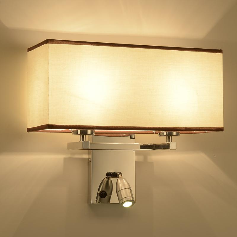 现代简约大气酒店客房阅读双头壁灯卧室led不锈钢床头灯工程