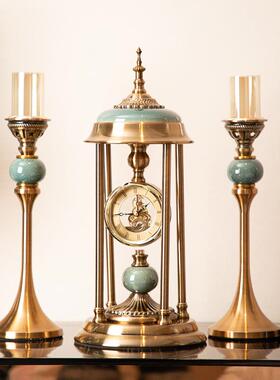 欧高档金34374614式属式座钟摆件奢华美台软钟样板间装饰品客厅办