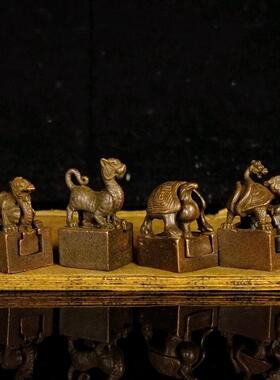古玩杂项彷古印章四大神兽印章青龙白虎朱雀玄武子母套印章摆件
