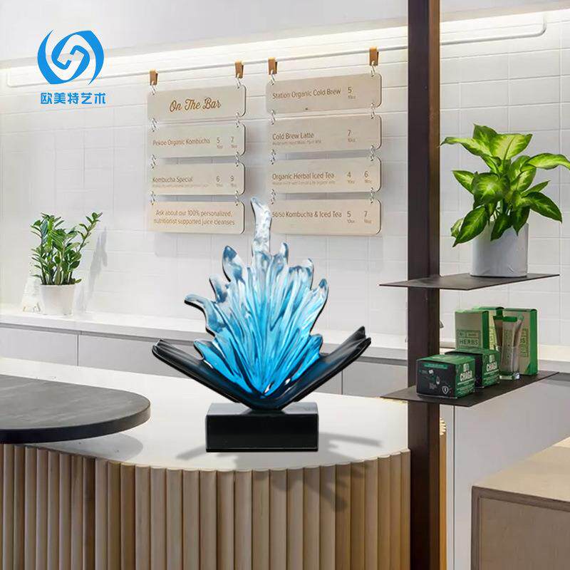 厂家订购透明树脂冰晶雕塑户外酒店庭院大堂售楼处软装艺术工艺品